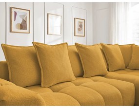 Mustársárga zsenília kinyitható-tárolóhelyes sarokkanapé (jobb oldali-L alakú) Everest – Bobochic Paris
