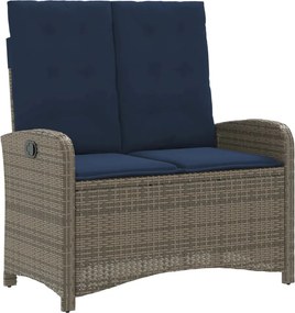 vidaXL szürke polyrattan dönthető kerti pad párnával