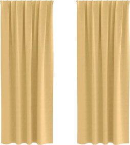 vidaXL Fekete Függöny Gyűrűkkel 2 pcs Bézs 225 x 140 cm Poliészter