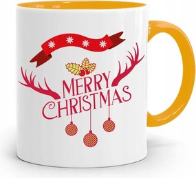 Sárga Karácsonyi Bögre Mikulásra, fényképes nyomtatással