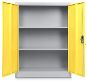 Közepes univerzális fém szekrény, 90 x 40 x 120 cm, hengerzár, sárga - ral 1023