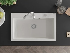 Mexen Elix gránit mosogató 1-medencés 800 x 500 mm, fehér, króm szifon - 6527801005-20