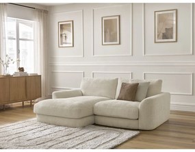 Bézs zsenília sarokkanapé (bal oldali-heverő résszel) Leonore – Bobochic Paris