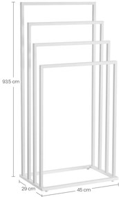 Törölközőtartó LINESTRO fém 4 karral 93x45cm, fehér