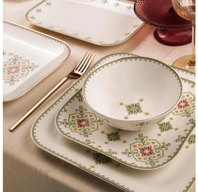 26 részes étkészlet fehér/zöld/porcelán