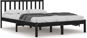 vidaXL fekete tömör fenyőfa ágykeret 200 x 200 cm