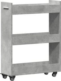 vidaXL betonszürke szerelt fa szekrény kerekekkel 60 x 22 x 79 cm