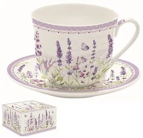 R2S.1454LAVF Porcelán reggelizőcsésze+alj 400ml,dobozban,Lavender Field