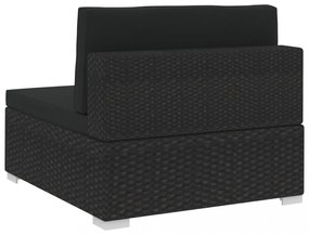 vidaXL 4 részes fekete polyrattan kerti kanapészett párnákkal