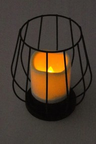 Fém gyertyatartó LED gyertya meleg fehér fekete/fehér