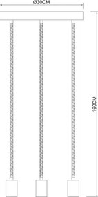 Globo 69029-3H1 Függeszték fém fekete , barna kender kötéllel. Ø:300, H:1600, exkl. 3xE27 60W 230V