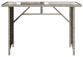 szürke polyrattan üveglapos kerti asztal 110x68x70 cm