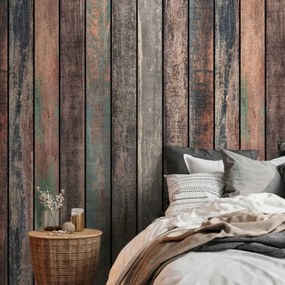 Skandináv falfestmény Fotótapéta Régi színes deszkák Fa a Flizelinen