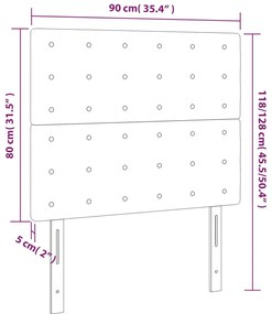 kék szövet LED-es fejtámla 90x5x118/128 cm
