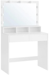 Fésülködőasztal, pipereasztal 9 LED izzóval, fehér