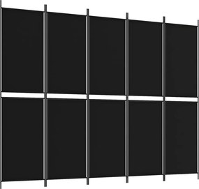 vidaXL 5 paneles fekete szövet térelválasztó 250x200 cm
