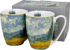 2 db-os 350 ml-es bögre szett Van Gogh Búzamező Mintával, Ajándék Dobozban, Porcelán