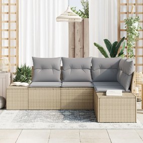 Kerti Kanapé Szett 4 pcs Bézs polirattan