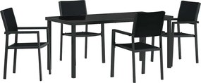 vidaXL Kert étkező szett 5 pcs Fekete Porszórt acél
