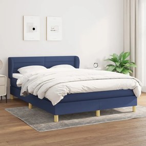 kék szövet rugós ágy matraccal 140 x 190 cm