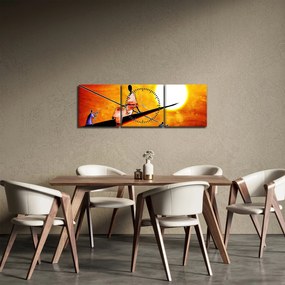 Egy korabeli ősi festmény képe (órával) (90x30 cm)