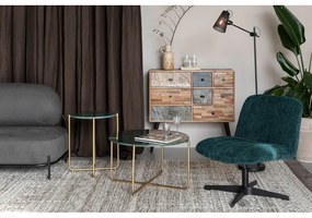 Zöld-aranyszínű kerek dohányzóasztal márvány asztallappal ø 70 cm Timpa – White Label