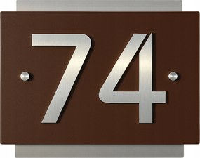 Rozsdamentes 3D házszám, Címtábla Rozsdamentes Acél ,20x30 Barna