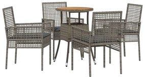 Étkező bútor szett 5-ös szett Szürke Rattan, Üveg Tartós
