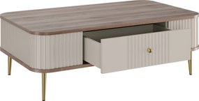 Vesper dohányzóasztal 103x60 cm fiókkal - kasmír / dió / arany lábak