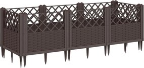 vidaXL barna polipropilén kerti virágláda cövekekkel 123,5x43,5x43,5cm