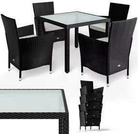 Casaria® Kerti rattan szett Berlin 1+4 - fekete