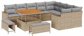 vidaXL Kerti Kanapé Szett 12 pcs Bézs polirattan