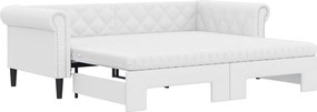 vidaXL fehér kihúzható műbőr heverő matraccal 90 x 200 cm