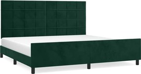 vidaXL sötétzöld bársony ágykeret matrac nélkül 200x200 cm
