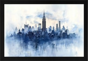 Poszter Keret Fa New York Manhattan Felhőkarcolók Skyline Blue 60x40