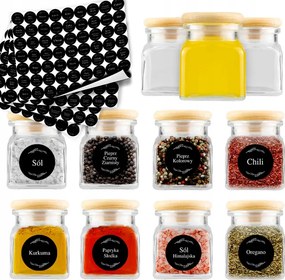 20X Fűszertartó tégely gyógynövények teamécses 120ML +252 matrica Címkék