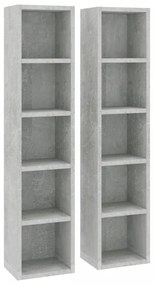 2 db betonszürke forgácslap CD-tartó szekrény 21 x 16 x 93,5 cm