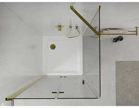 Mexen Lima zuhanykabin lehajtható ajtóval 100 x 100 cm, 6mm átlátszó üveg, arany profil + Vékony zuhanytálca, 856-100-100-50-00-4010