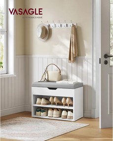 Cipőspad, pad párnázott ülőfelülettel 30x60x44 cm, fehér