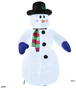 XXL Hóember beépített fúvórendszerrel, 20 LED diódával, 6 cövekkel és 3 kötéllel - fehér
