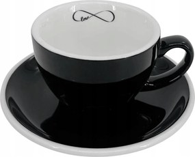 Cappuccino csésze tányérral Roma Love, 180 ml, fekete