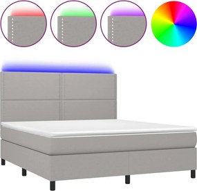vidaXL világosszürke szövet rugós és LED-es ágy matraccal 160x200 cm