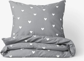 Goldea pamut ágyneműhuzat - szívecskék, szürke alapon 140 x 200 és 70 x 90 cm