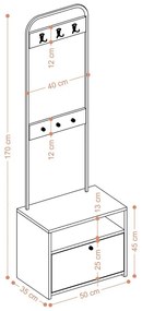 Quinn White and Black cipősszekrényes fogas