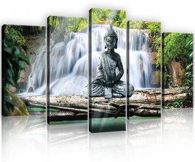 Vászonkép 5 darabos, Budha a vízesésnél 100x60 cm méretben