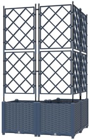 Kertcserép Trellisszel 3 db Szürke 80x80x143 cm