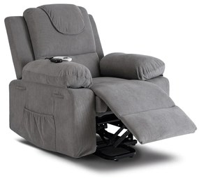 Elektromosan Vezérelhető Masszázsfunkciós Relaxfotel Szürke Színben, Felállást Segítő Funkcióval. FENIX