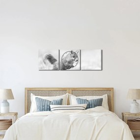 Kép - Ugró róka, fekete-fehér (órával) (90x30 cm)