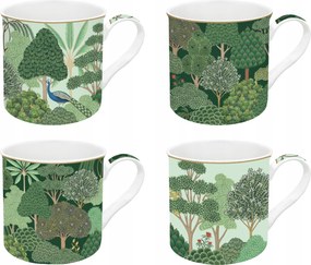 Bögre 4 db Porcelán bögre kpl erdő motívum fa zöld