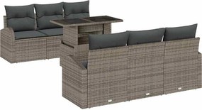 vidaXL Kerti Kanapé Szett párnával 7 pcs Szürke Poli rattan